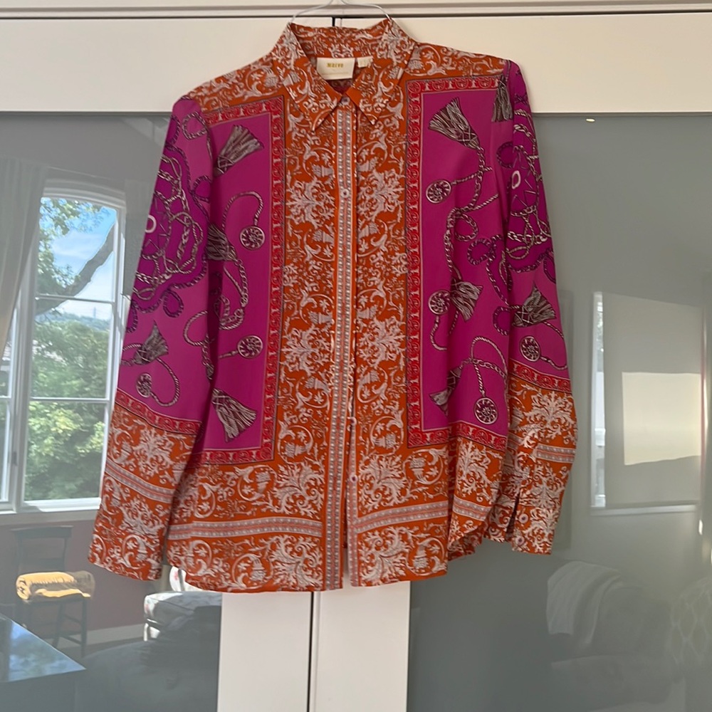 Maeve Greecian-motif-like Silk Blouse